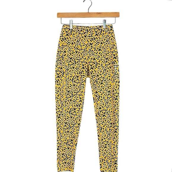 BCBGeneration Yellow Leopard Print Leggings | High Waist Stretch | Size Small - Picture 2 of 8